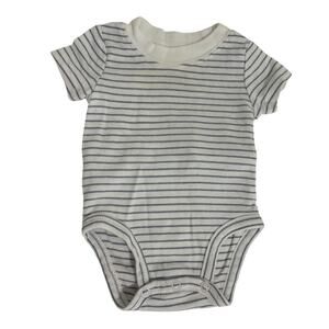 Carter’s White & Gray Striped Short Sleeve Onesie Bodysuit Newborn